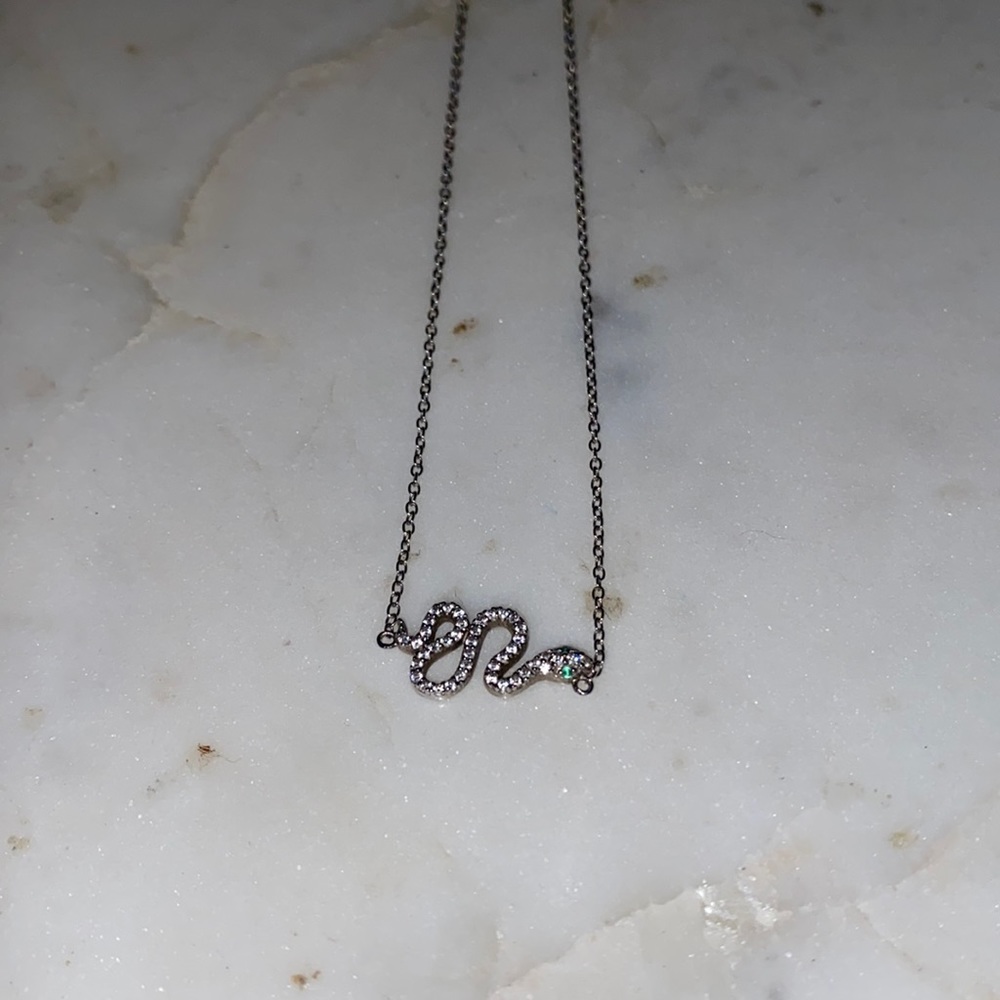 Sparkly sterling silver snake necklace